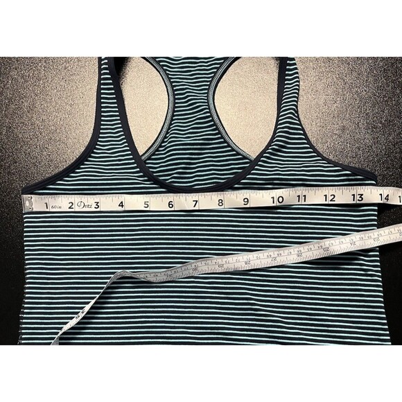 Lululemon Cool Racerback Classic Stretch Hyper Stripe Blue Luon Tank Size 6 - Picture 7 of 12